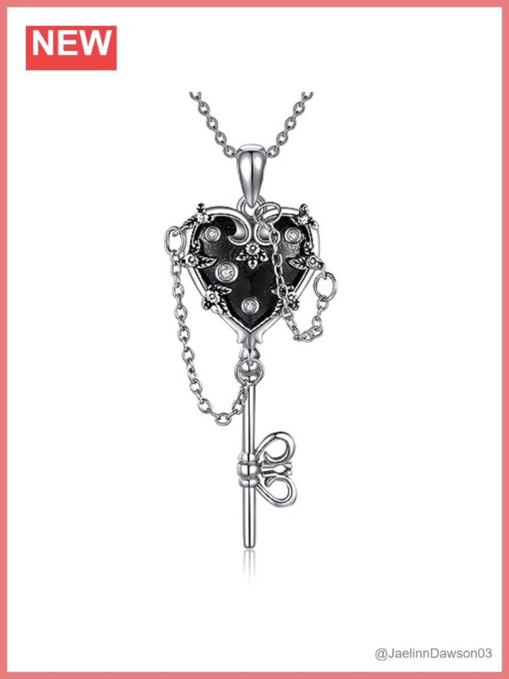 Witches Key Necklace 925 Sterling Silver Gothic Pendant Necklace